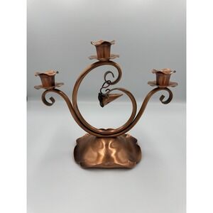 MCM Copper 3-Arm Scroll and Swirl Candelabra Design‎